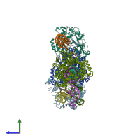 PDB entry 4k50 coloured by chain, side view.