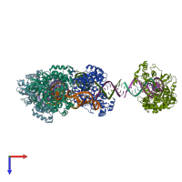 PDB entry 4k50 coloured by chain, top view.
