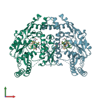 PDB entry 4k5f coloured by chain, front view.