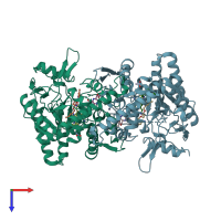 PDB entry 4k5f coloured by chain, top view.
