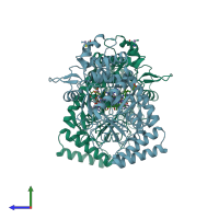 PDB entry 4k5k coloured by chain, side view.