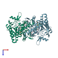 PDB entry 4k5k coloured by chain, top view.