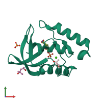 PDB entry 4k5x coloured by chain, front view.