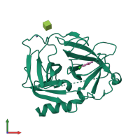 PDB entry 4k5z coloured by chain, front view.