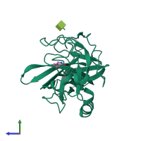 PDB entry 4k5z coloured by chain, side view.