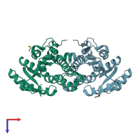PDB entry 4k6c coloured by chain, top view.