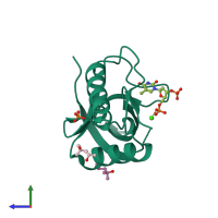 PDB entry 4k6d coloured by chain, side view.