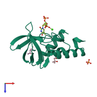 PDB entry 4k6d coloured by chain, top view.