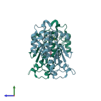 PDB entry 4k6x coloured by chain, side view.