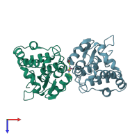 PDB entry 4k6x coloured by chain, top view.