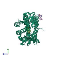 PDB entry 4k7a coloured by chain, side view.