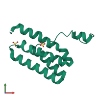 PDB entry 4k7b coloured by chain, front view.