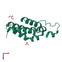 PDB entry 4k7b coloured by chain, top view.