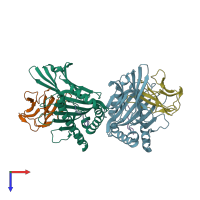 PDB entry 4k7f coloured by chain, top view.