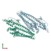 PDB entry 4k7k coloured by chain, front view.