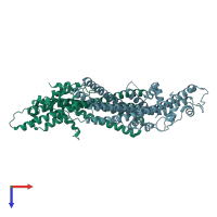 PDB entry 4k7k coloured by chain, top view.