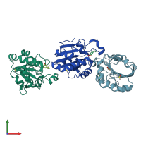 PDB entry 4k7o coloured by chain, front view.