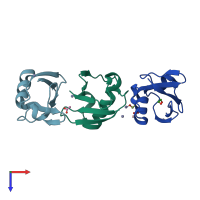 PDB entry 4k7s coloured by chain, top view.