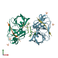 PDB entry 4k8b coloured by chain, front view.