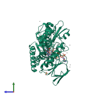 PDB entry 4k8d coloured by chain, side view.