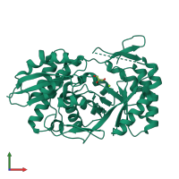 PDB entry 4k8g coloured by chain, front view.