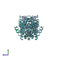 PDB entry 4k8k coloured by chain, side view.