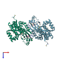 PDB entry 4k8k coloured by chain, top view.