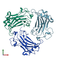PDB entry 4k8u coloured by chain, front view.