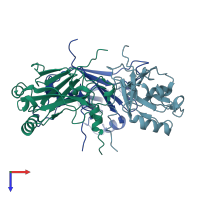 PDB entry 4k8u coloured by chain, top view.