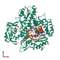 PDB entry 4k8x coloured by chain, front view.