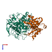 PDB entry 4k90 coloured by chain, top view.