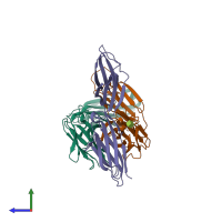 PDB entry 4k94 coloured by chain, side view.