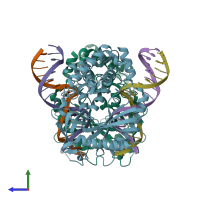 PDB entry 4k96 coloured by chain, side view.