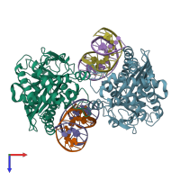PDB entry 4k96 coloured by chain, top view.