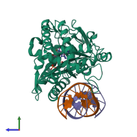 PDB entry 4k9a coloured by chain, side view.