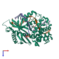 PDB entry 4k9b coloured by chain, top view.