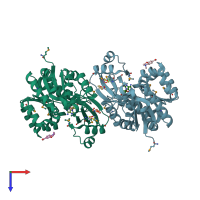 PDB entry 4k9c coloured by chain, top view.