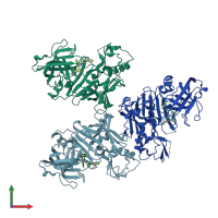 PDB entry 4k9h coloured by chain, front view.