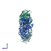 PDB entry 4k9h coloured by chain, side view.