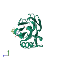 PDB entry 4k9j coloured by chain, side view.