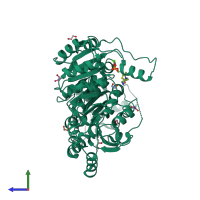 PDB entry 4k9l coloured by chain, side view.