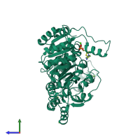 PDB entry 4k9m coloured by chain, side view.