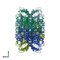 PDB entry 4k9p coloured by chain, side view.