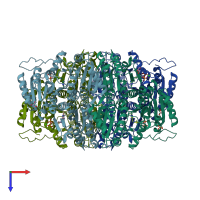 PDB entry 4k9p coloured by chain, top view.