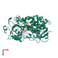 PDB entry 4k9t coloured by chain, top view.