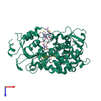 PDB entry 4k9u coloured by chain, top view.