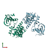 PDB entry 4kab coloured by chain, front view.