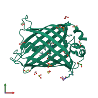 PDB entry 4kag coloured by chain, front view.