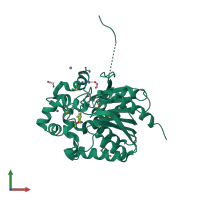 PDB entry 4kaj coloured by chain, front view.