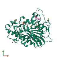 PDB entry 4kav coloured by chain, front view.